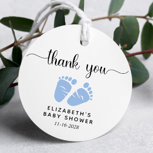Etiquetas Para Recuerdos Boy Baby Shower Blue Feet Gracias