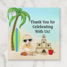 Etiquetas Para Recuerdos Boy Beach Baby Sandcastle en Surfboard Baby Shower
