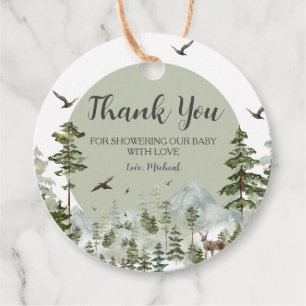 Etiquetas Para Recuerdos Boy Pine Tree Forest Mountain Baby Shower