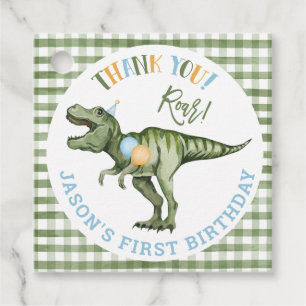 Etiquetas Para Recuerdos Boys Green Stomp Chomp Roar Dinosaurio 1er cumplea