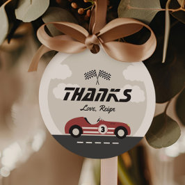 Etiquetas Para Recuerdos Boys Vintage Red Race Car Birday Party