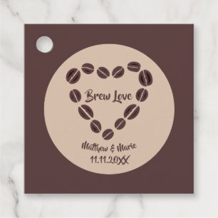 Etiquetas Para Recuerdos Brew Love Coffee Bean Heart