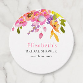 Etiquetas Para Recuerdos Bridal Shower watercolor flowers yellow and pink