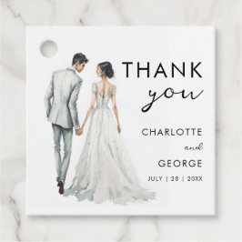 Etiquetas Para Recuerdos Bride Groom Watercolor Ilustracion favores de boda