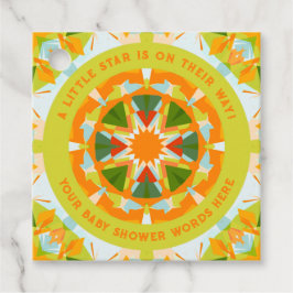 Etiquetas Para Recuerdos Bright Orange Playful Green Fun Star Baby Shower