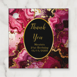 Etiquetas Para Recuerdos Bright Red and Gold Marble Agate Birthday Party
