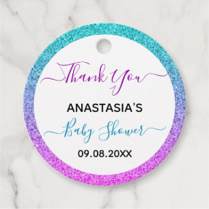 Etiquetas Para Recuerdos Brillante Azul Morado Gracias Baby Shower