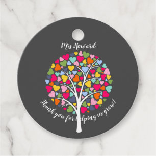 Etiquetas Para Recuerdos Brillante y colorido árbol del corazón del profeso