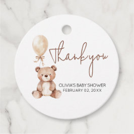 Etiquetas Para Recuerdos Brown Bear Balloon Baby Shower Favor Tags