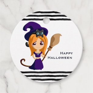 Etiquetas Para Recuerdos Bruja suave en Halloween Gorra morado