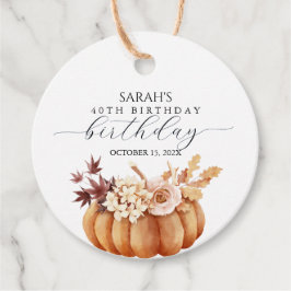 Etiquetas Para Recuerdos Brunch de cumpleaños de la calabaza floral otoño