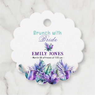 Etiquetas Para Recuerdos Brunch de nuez dorada tropical púrpura