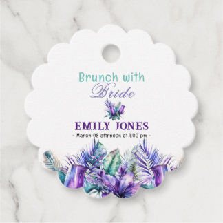 Etiquetas Para Recuerdos Brunch de nuez dorada tropical púrpura