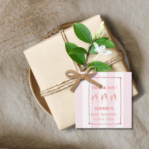 Etiquetas Para Recuerdos Brunéi de la frontera roja rosada y Baby Shower bu