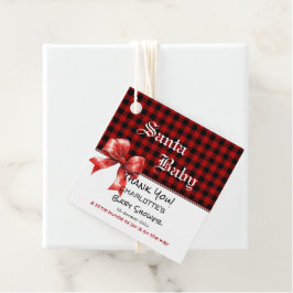 Etiquetas Para Recuerdos Buffalo Plaid Watercolor Red Bow Baby Shower