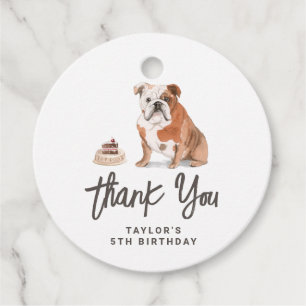Etiquetas Para Recuerdos Bulldog en inglés acuarela Gracias