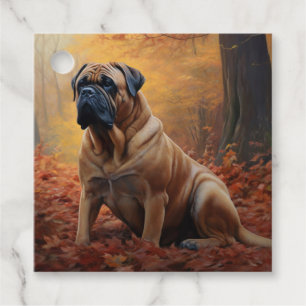 Etiquetas Para Recuerdos Bullmastiff en hojas de otoño caídas inspiran