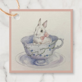 Etiquetas Para Recuerdos Bunny acuarela en el Teacup | Whimsical Square Gif