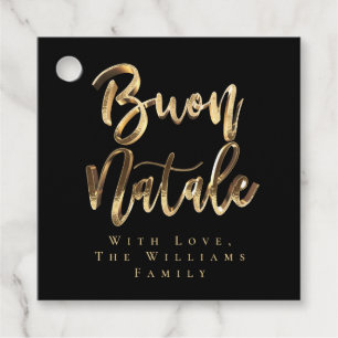 Etiquetas Para Recuerdos Buon Natale Elegant Black Gold Navidades italianos