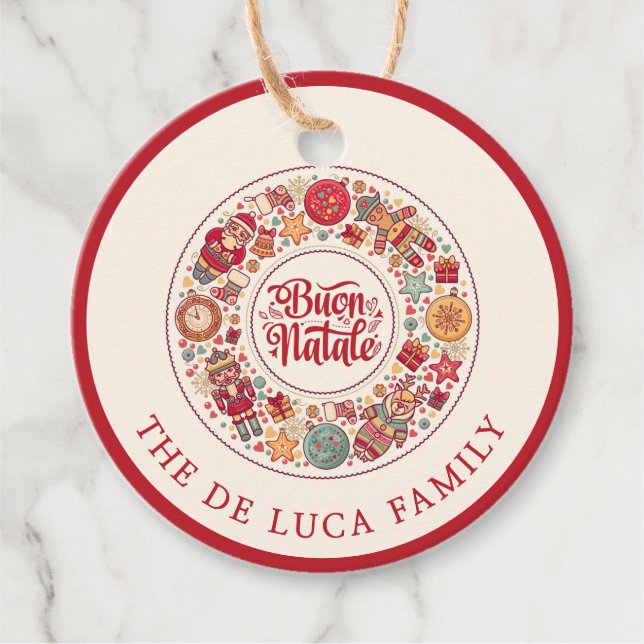 Etiquetas Para Recuerdos Buon Natale Wreath (Anverso)