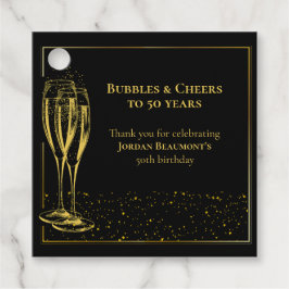 Etiquetas Para Recuerdos Burbujas y vítores Black Gold Fiesta 50 de cumplea
