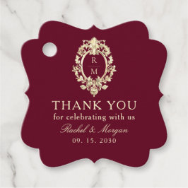 Etiquetas Para Recuerdos Burgundy Gold Baroque Wedding Favor Thank You Tag