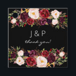 Etiquetas Para Recuerdos Burgundy Marsala y Floral Rosado - Negro<br><div class="desc">Envía a tus invitados a casa con tus regalos en estilo con etiquetas de agradecimiento de monograma floral marsala burgundy y rosado.  Genial para bodas y fiestas.  Disponible con fondo blanco,  negro,  burgundy,  rosa y burgundy oscuro.  Ver nuestra Colección Burgundy Marsala para más estilos.</div>