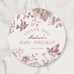 Etiquetas Para Recuerdos Burgundy Toile De Jouy Floral Baby Sprinkle Favor