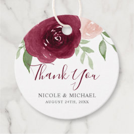 Etiquetas Para Recuerdos Burgundy Watercolor Floral Wedding Favor Gracias