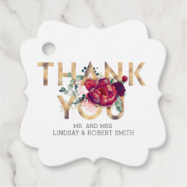 Etiquetas Para Recuerdos Burgundy y Rubor Pink Floral Gracias