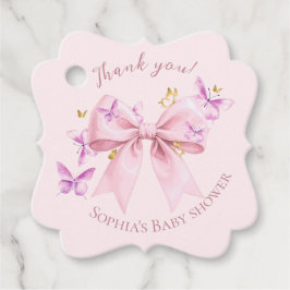Etiquetas Para Recuerdos Butterfly Pink Bow Baby Shower 
