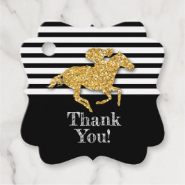 Etiquetas Para Recuerdos Caballo de Carreras Dorado sobre Rayas Negras