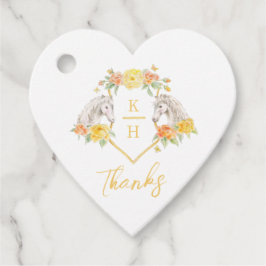 Etiquetas Para Recuerdos Caballos grises y rosas amarillas en monograma gra