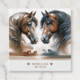Etiquetas Para Recuerdos Caballos marrones Naturales Añadir Boda de fotos