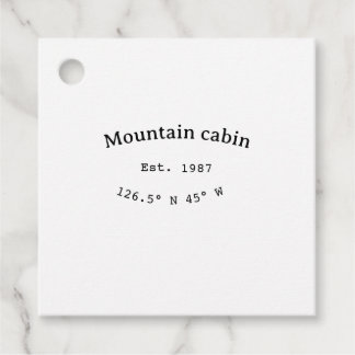 Etiquetas Para Recuerdos Cabin de montaña. Fecha año coordenadas personaliz