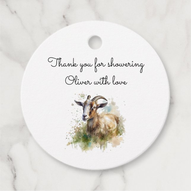 Etiquetas Para Recuerdos Cabra de granja acuarela, personalizado (Anverso)