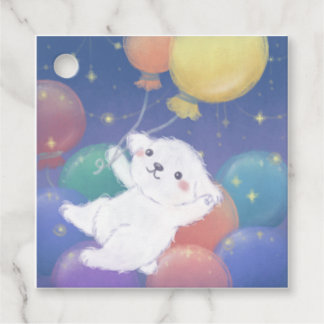 Etiquetas Para Recuerdos Cachorro Adorable con Globos y Estrellas
