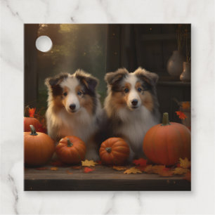Etiquetas Para Recuerdos Cachorro de Collie Áspero Delicia de Otoño Calabaz