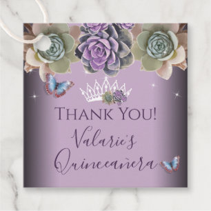 Etiquetas Para Recuerdos Cactus y Mariposa Elegante Quinceanera Favor Etiqu