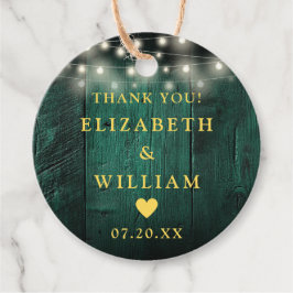 Etiquetas Para Recuerdos Cadena verde ilumina el Boda de Boho Barn de Mader