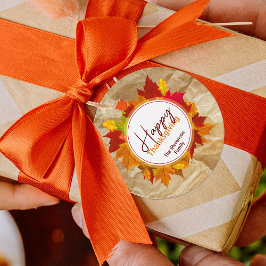 Etiquetas Para Recuerdos Caída De Hojas De Maple En El Día De Acción De Gra