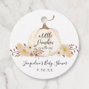 Etiquetas Para Recuerdos Caída Pequeña Calabaza Acuarela Flora Baby Shower