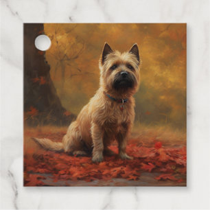 Etiquetas Para Recuerdos Cairn Terrier en Otoño Hojas Caídas Inspiran
