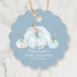 Etiquetas Para Recuerdos Calabaza Azul Pequeña Gracias Baby Shower Favor