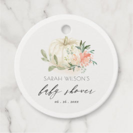 Etiquetas Para Recuerdos Calabaza blanca Rubor Floral Bebé Brunch Ducha