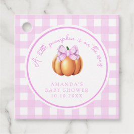 Etiquetas Para Recuerdos Calabaza con lazo rosa en jaula baby shower