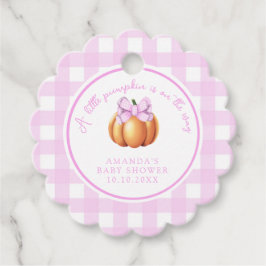 Etiquetas Para Recuerdos Calabaza con lazo rosa en jaula baby shower