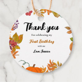 Etiquetas Para Recuerdos Calabaza otoñal Segundo Cumpleaños Gracias