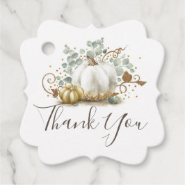 Etiquetas Para Recuerdos Calabazas blancas y doradas de otoño gracias