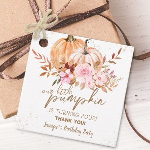 Etiquetas Para Recuerdos Calabazas de otoño acuarela Boho Chica 4º cumpleañ
